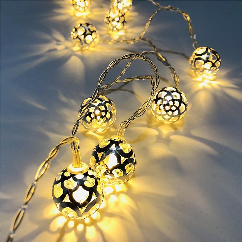 Elegant Wedding Reception Party LED Moroccan Pattern Ball String Lights,Christmas Decorative Night Light for Christmas Festival, Wedding, Party and Courtyard 1pc3