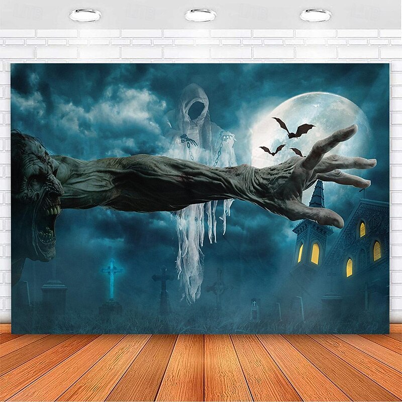 Halloween Decorations Zombies Forest Hanging Tapestry Wall Art Large Tapestry Mural Decor Photograph Backdrop Blanket Curtain Home Bedroom Living Room Decoration Creepy Graveyard3