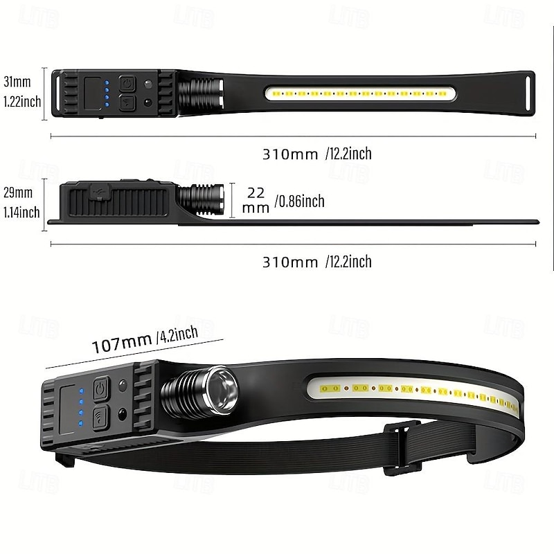 Shustar Outdoor LED Headlamp with Motion Sensor USB Rechargeable Headlamp Zoomable Super Bright 6 Modes Zoomable Flashlight for Camping Running Fishing Hiking Work Helmet Headlamps3