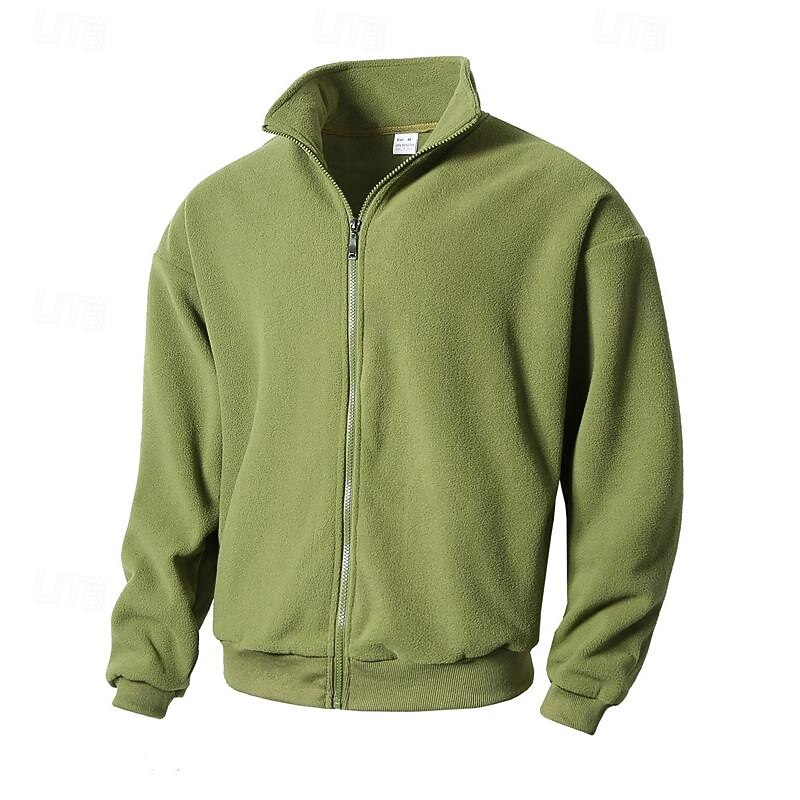 Men's Hiking Jacket Hiking Fleece Jacket Winter Outdoor Soft Comfortable Warm Fleece Jackets Full Zip Climbing Camping / Hiking / Caving Traveling Black Green Khaki Grey