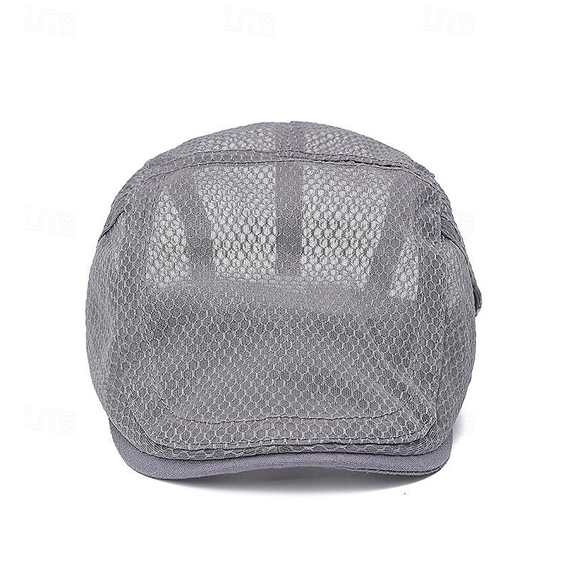 Men's Flat Cap Ascot Hat Newsboy Hat Black White Acrylic Fibers Mesh Fashion Casual Street Daily Plain Adjustable Sunscreen Breathable2