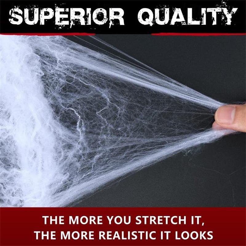 Halloween Spider Webs 2*3M with 40 Extra Fake Spiders, Super Stretchy Cobwebs for Halloween decor Indoor and Outdoor2