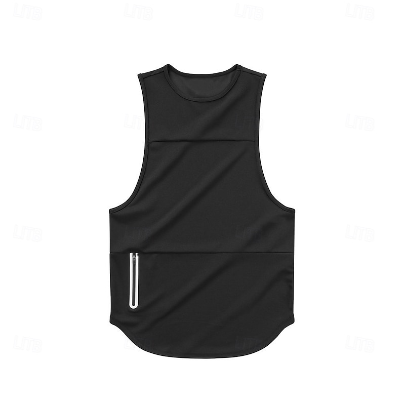 Men's Tank Top Undershirt Sleeveless Shirt Gym Muscle Tee Sleeveless Crewneck Summer Plain Fashion Designer Muscle Double Sided Zipper Outdoor Going out Gym Black White Gray Top Tee for Men4