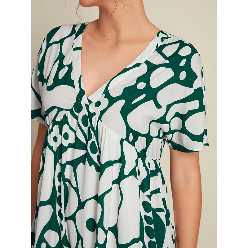 Plant Print V Neck Maxi Dress3