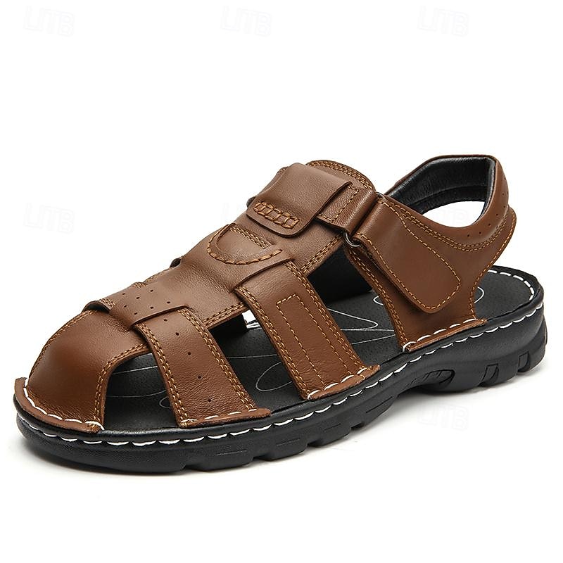 Men's Brown Leather Fisherman Sandals - Comfortable Outdoor Casual Shoes2