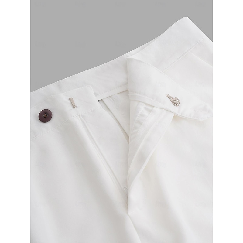 Men's Trousers Dress Pants Slacks Pleated Pants Suit Pants Zipper Pocket Buttons Plain Comfort Soft Wedding Outdoor Daily Fashion Casual Black White4