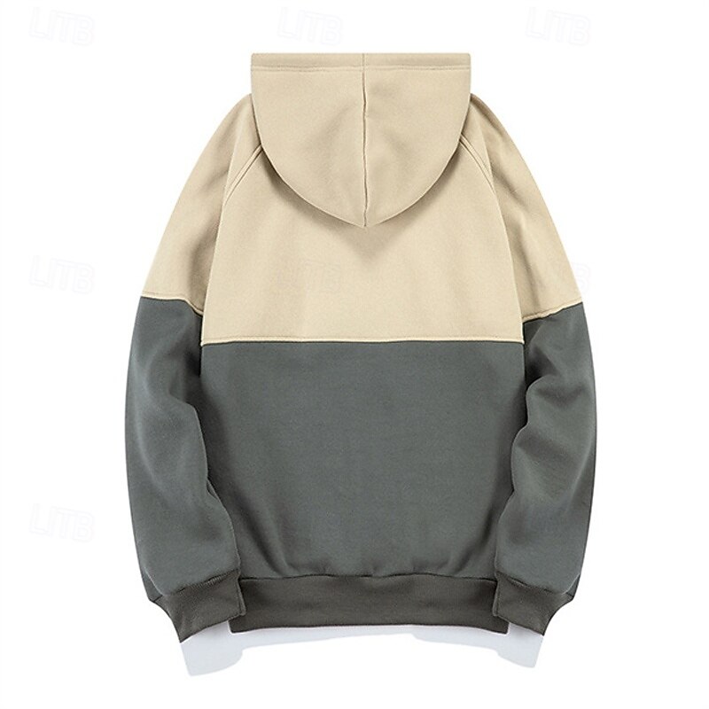 Men's Hoodie Black Green Gray Hooded Color Block Patchwork Sports & Outdoor Daily Holiday Streetwear Basic Casual Spring &  Fall Clothing Apparel Hoodies Sweatshirts2