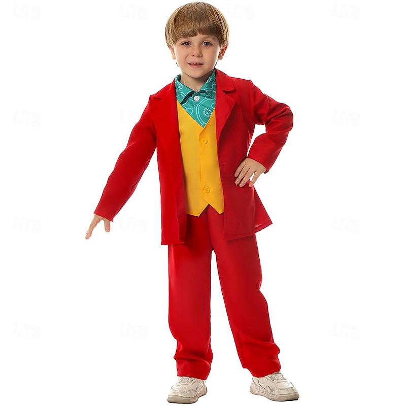 Joker Clown Halloween Outfits Fancy Costume Suits & Blazers Joker: Folie à Deux Movie / TV Theme Costumes Kid's Boys' Halloween Carnival Party Easy Halloween Costumes Dress Up2