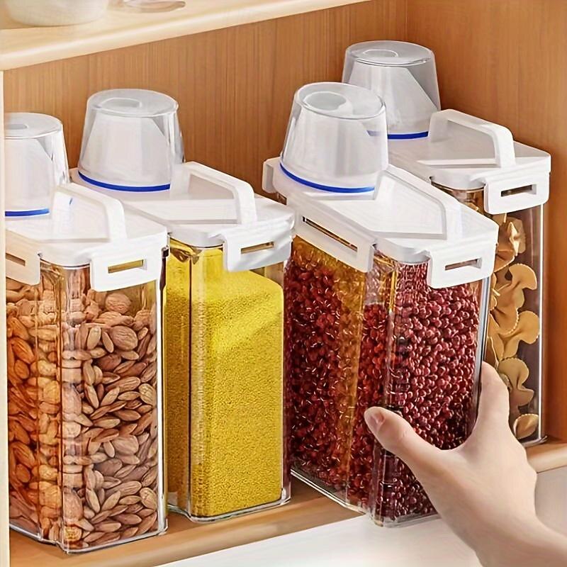 1pc Storage Container with Lid - Household Insect-Proof Moisture-Proof Airtight Jar - Portable Leak-Proof Food Storage Box for Cereal, Nuts, Flour, and Rice - Kitchen Organization and Storage Accessories