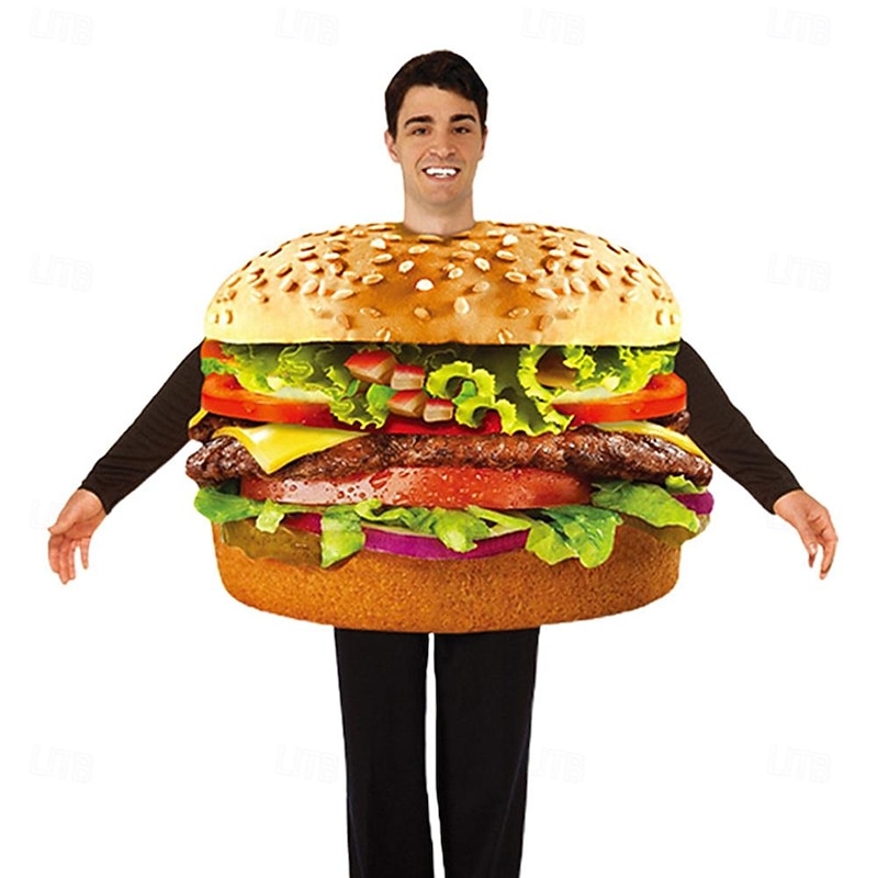 Hamburger Halloween Cosplay Costume Funny Costumes Carnival Costume Cosplay Adults' Men's Women's Carnival Masquerade Mardi Gras Performance Party Halloween Easy Halloween Costumes Dress Up2