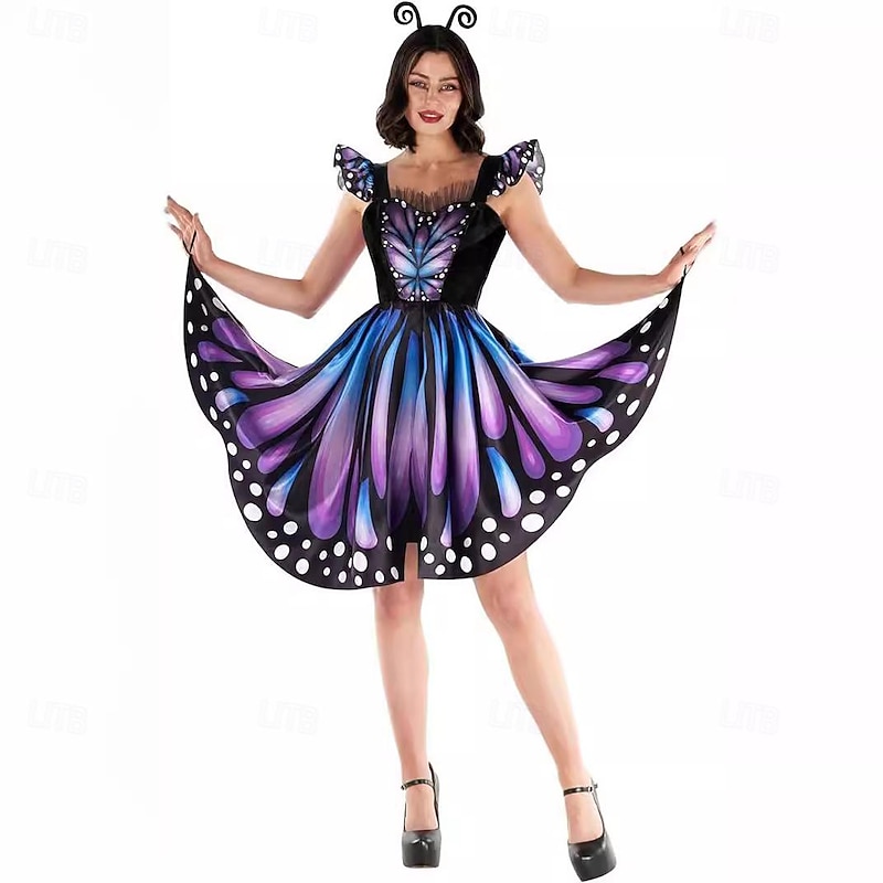 Butterfly Halloween Dress Headband Carnival Costume Funny Costume Adults' Women's Carnival Mardi Gras Party Easy Halloween Costumes Dress Up2