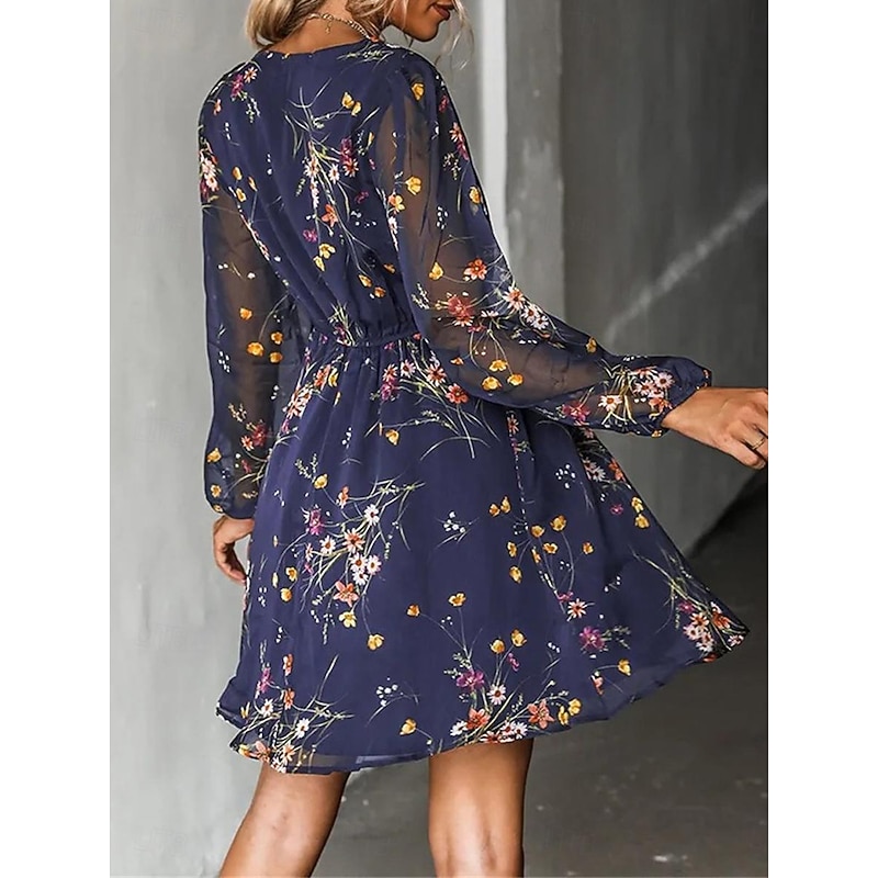 Women's Casual Dress Formal Dress Floral Print V Neck Mini Dress Stylish Casual Daily Date Long Sleeve Summer 9
