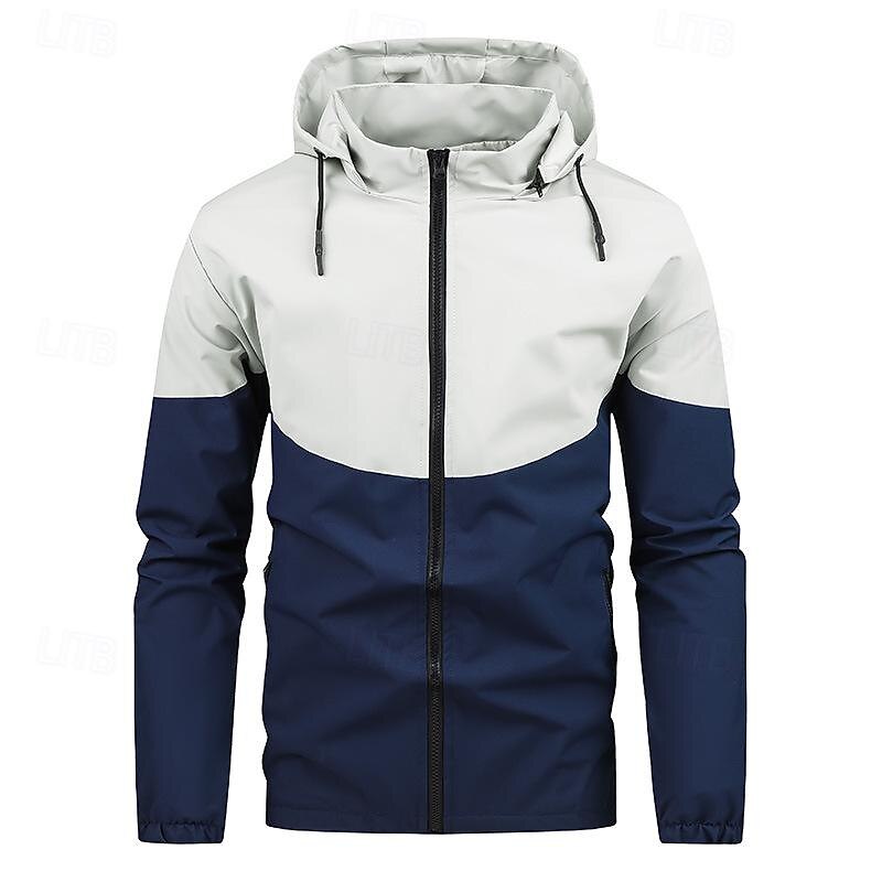 Men's Softshell Jacket Hiking Jacket Outdoor Color Block Windproof Water Resistant Hoodie Windbreaker Jacket Camping / Hiking / Caving Traveling Black Blue Green2