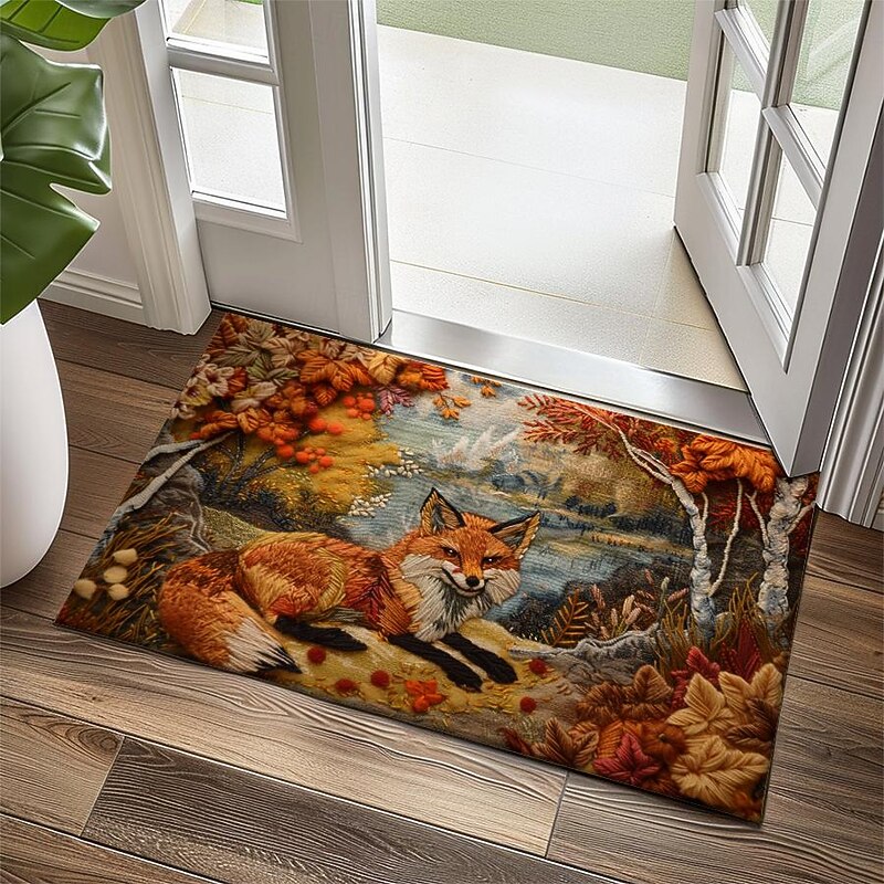 Autumn Quilt Fox Doormat Kitchen Mat Floor Mat Non-Slip Area Rug Oil Proof Rug Indoor Outdoor Mat Bedroom Decor Bathroom Mat Entrance Rug4