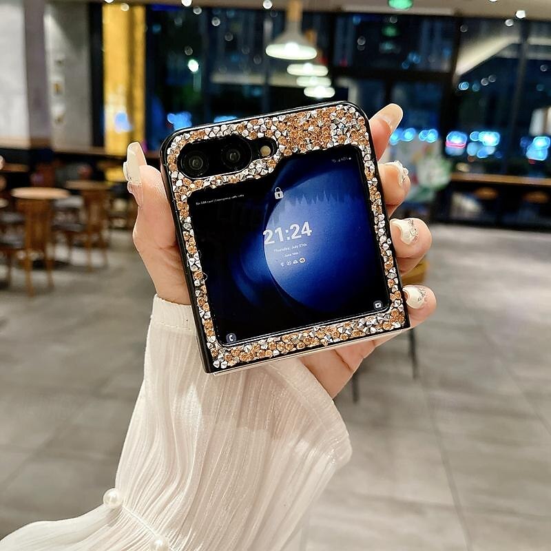 Phone Case For Samsung Galaxy Z Flip 7 Z Flip 6 Z Flip 5 Z Flip 4 Z Flip 3 Back Cover Non-Yellowing Bling Glitter Shiny Shockproof Bear TPU Rhinestone4