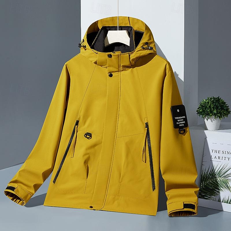 Men's Softshell Jacket Hiking Jacket Rain Jacket Outdoor Windproof Lightweight Water Resistant Windbreaker Jacket Traveling Black White Yellow Army Green