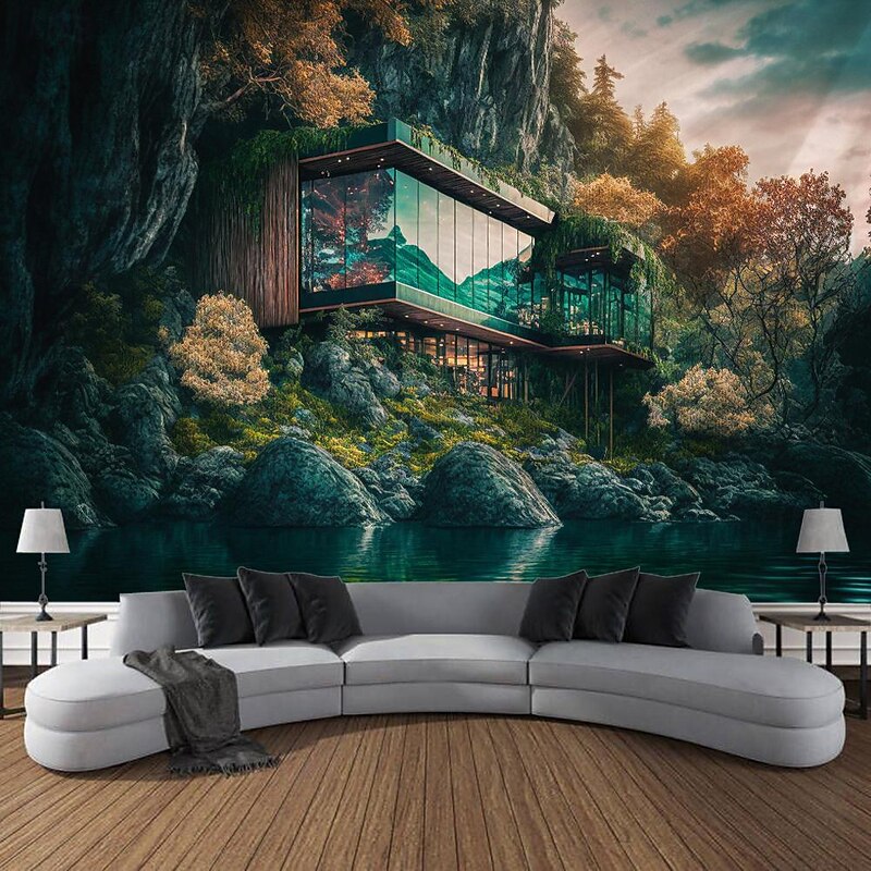 Architecture inside Forest Hanging Tapestry Wall Art Large Tapestry Mural Decor Photograph Backdrop Blanket Curtain Home Bedroom Living Room Decoration4