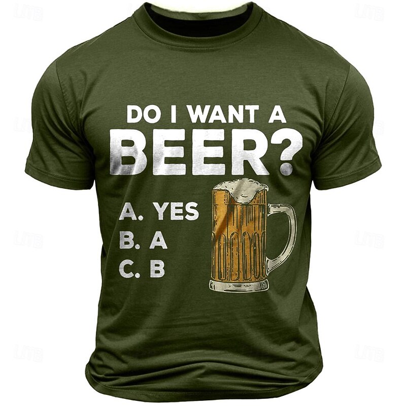 Mens Funny Beer Graphic T-Shirt - Hobbies & Lifestyle 'Do I Want A Beer?' Humor Short Sleeve Top3