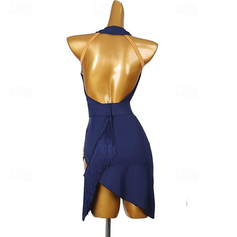 Latin Dance Dress Crystals / Rhinestones Women's Performance Daily Wear Sleeveless Spandex4