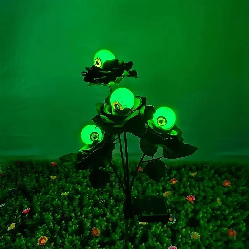 Solar Rose Eyeball Lights Green for Halloween - Spooky Eye Stake Pathway Lights for Outdoor Garden Glow Decoration String for Holiday and Christmas2