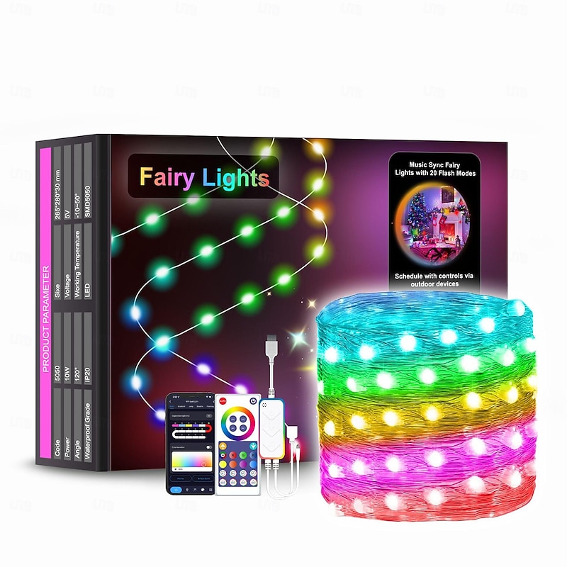 Smart LED Decorative String Lights, Wifi Control LED Fairy Lights-Leather Line Light with Tuya Intelligent Point Control, Graffiti WiFi Control Phantom for Christmas Day Party Decoration Light2