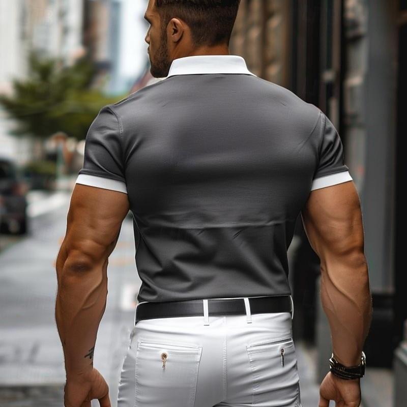 Men's Polo Shirts Golf Shirt Casual Holiday Ribbed Polo Collar Short Sleeve Fashion Basic Plain Pocket Classic Summer Regular Fit Navy Black White Drak Red Grey Light Blue Polo Shirts2