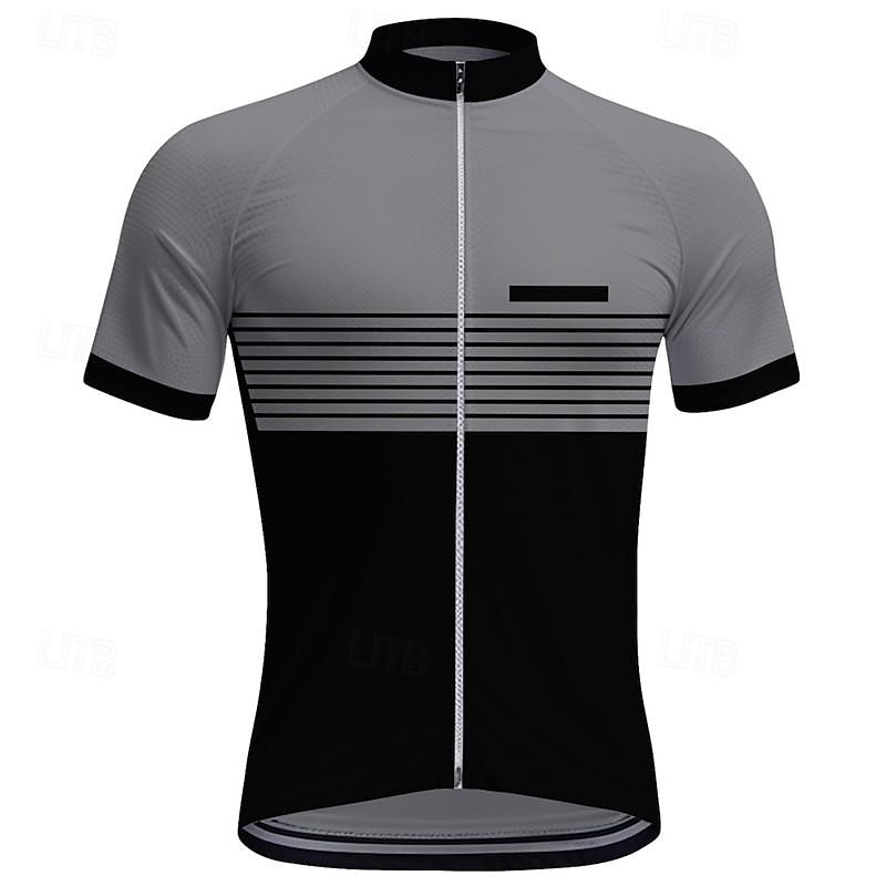 Men's Cycling Jersey Stripes Short Sleeve Bike Tee Tshirt Top with 3 Rear Pockets Mountain Bike MTB Road Bike Cycling Quick Dry Front Zipper Wicking Sports White Red Khaki Clothing Apparel3