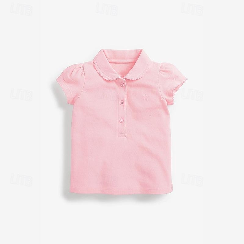 Girls' 3D Spot Tee Polo Shirt Short Sleeve Summer Fashion Basic Little Kids(4-7ys) 4-7 Years Lapel Outdoor Casual Daily Regular Fit2
