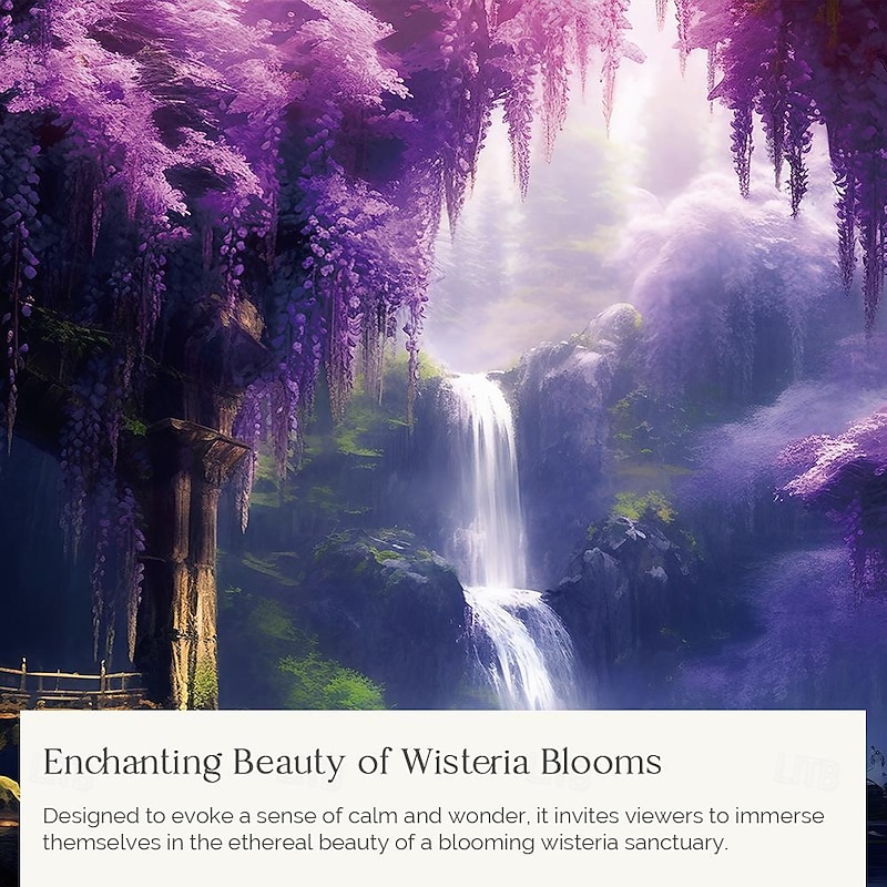 Purple Garden Hanging Tapestry Wall Art Large Tapestry Mural Decor Photograph Backdrop Blanket Curtain Home Bedroom Living Room Decoration Wisteria Flower Waterfall3
