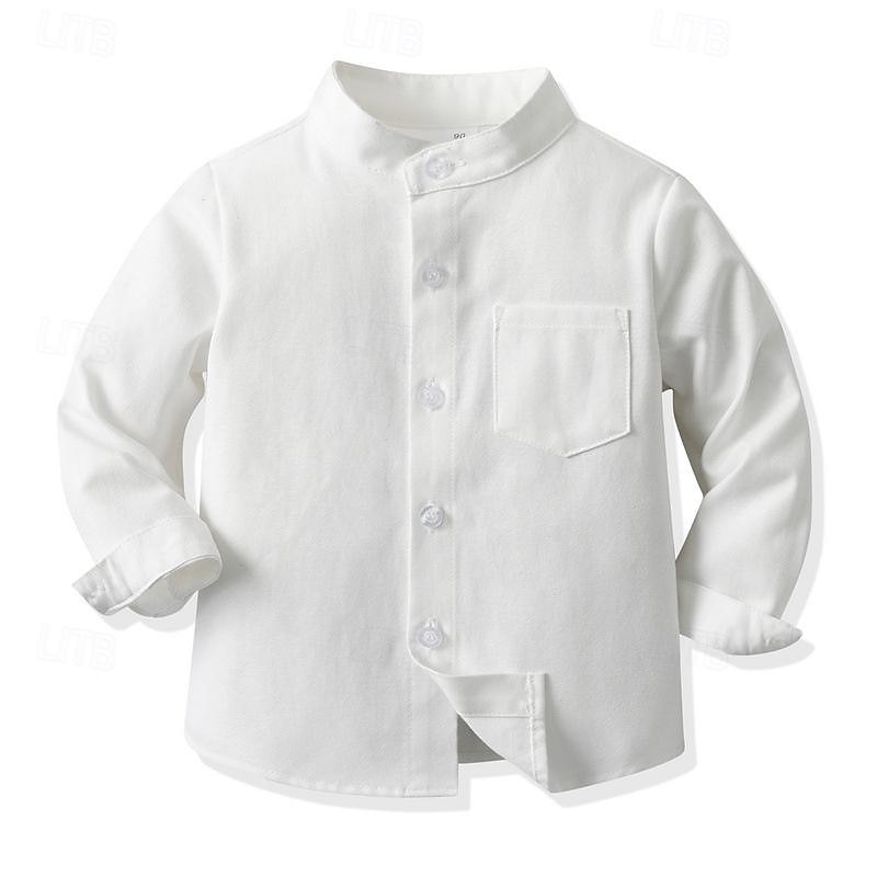 Boys 3D Solid Color Shirts Long Sleeve Summer Spring Fashion Basic Kids 4-12 Years Shirt collar Outdoor Casual Daily Regular Fit2