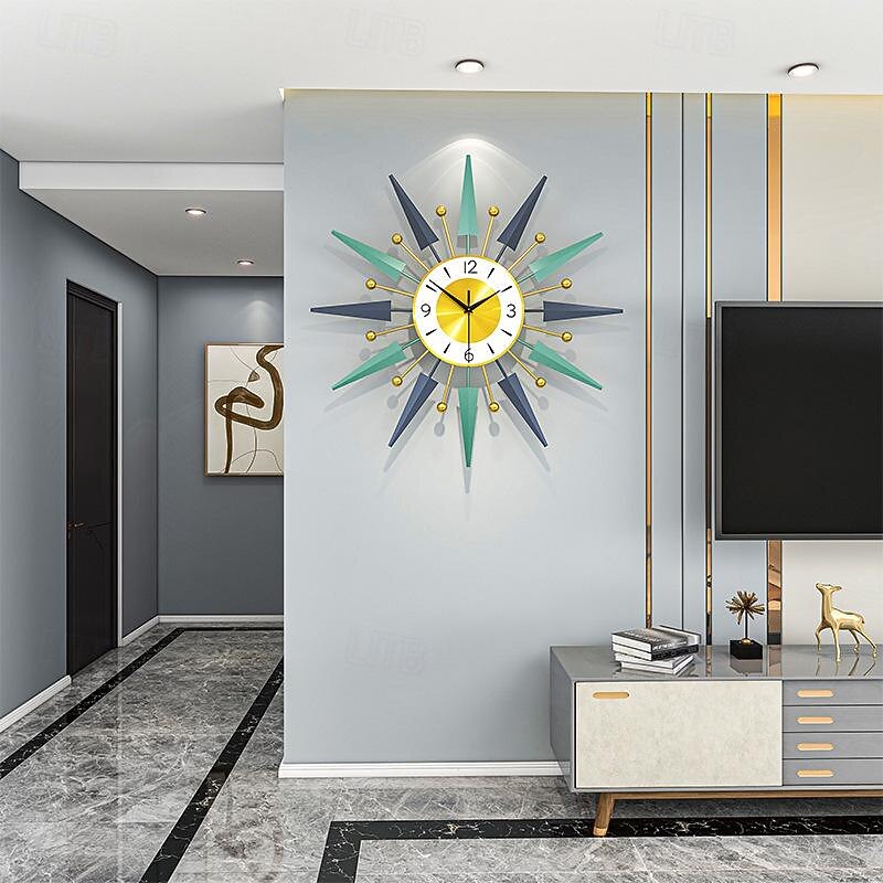 Home Metal Wall  Clock for Living Room Decor Sunburst Modern Silent Clocks Mid Century Design2