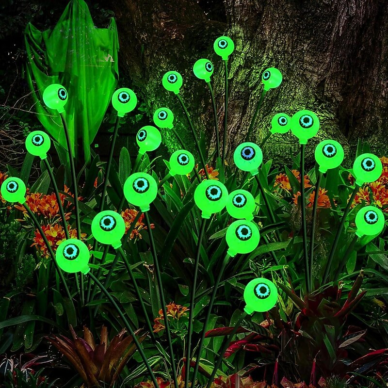 Solar Halloween Lawn Lights Eyeballs Rocking Firefly Lights Halloween Ghost Eyes Outdoor Waterproof Yard Holiday Party Yard Walkway Decoration 1/2pcs4