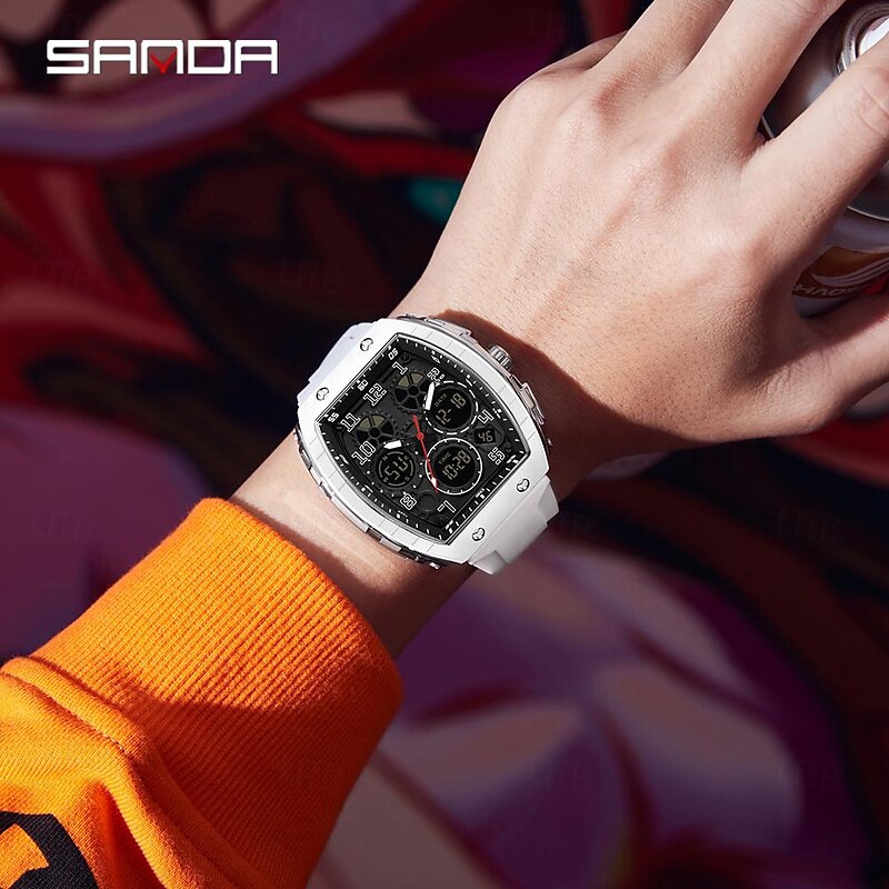 SANDA Men Digital Watch Outdoor Sports Fashion Wristwatch Luminous Stopwatch Alarm Clock Countdown Silicone Gel Watch4