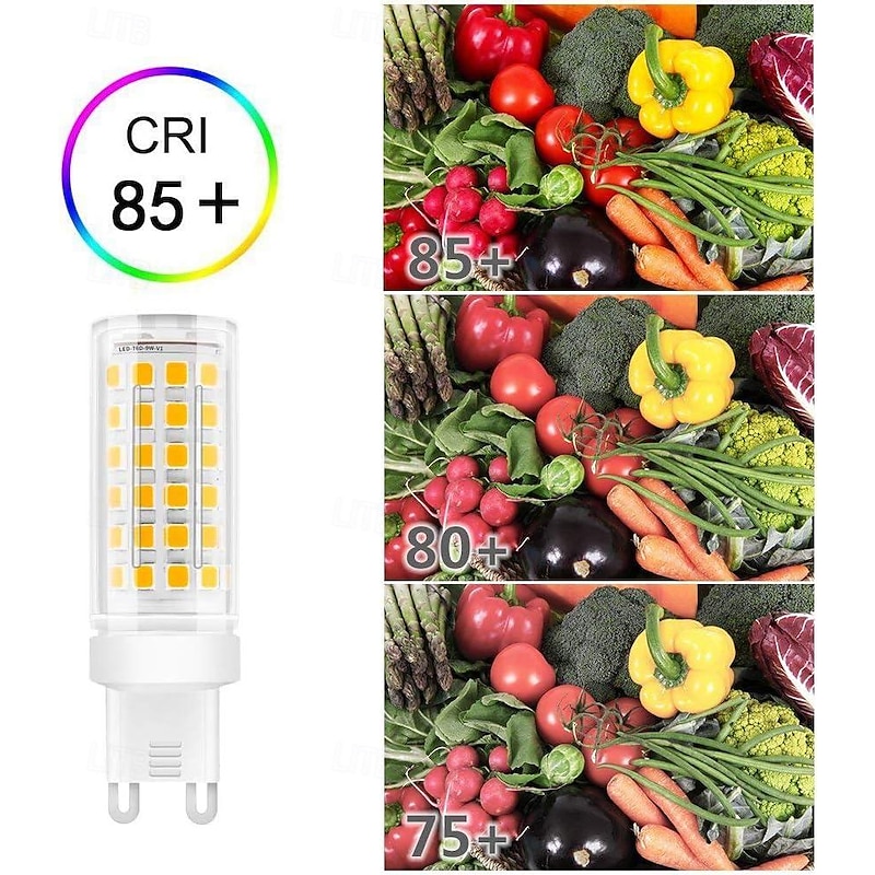 10pcs G9 LED Bulbs 9W Equivalent to 90W Halogen Bulb 360 Beam Angle BulbNo Flickering4
