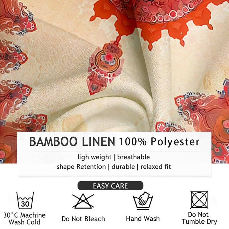 Men's Ethnic Shirt Button Up Shirt Henley Shirt Short Sleeve Vintage Casual Vacation Beach Summer Spring Stand Collar Button Up 3D Print Beige3