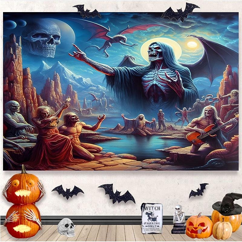 Halloween Decorations Hanging Tapestry Jack O Lantern Pumpkins Wall Art Large Tapestry Mural Decor Photograph Backdrop Blanket Curtain Home Bedroom Living Room Decoration  Creepy Forest