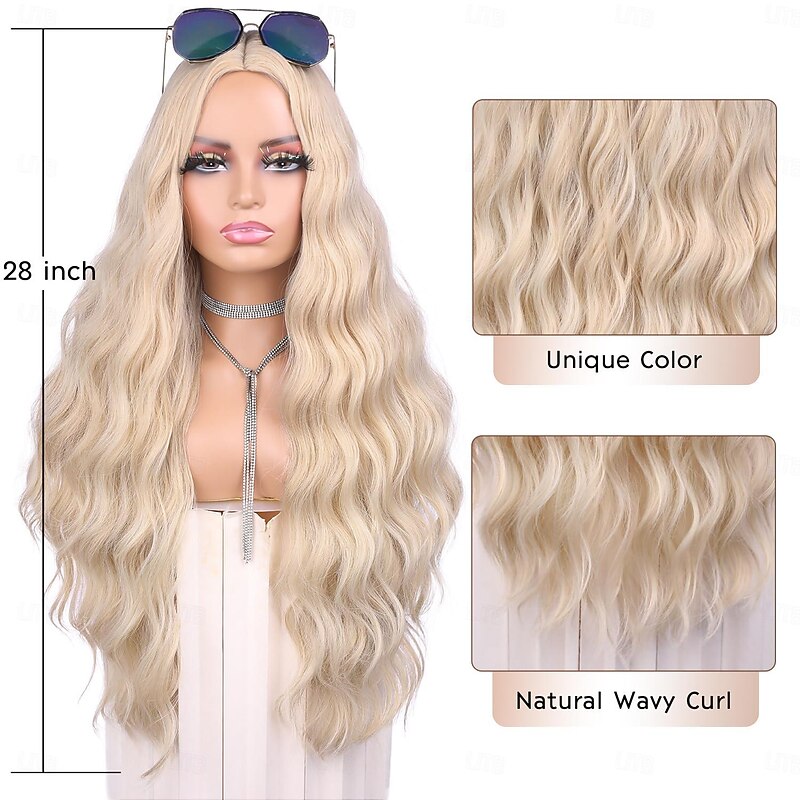 Synthetic Wig Straight Middle Part Wig Long Red Blue Ginger Ombre Green Blonde Synthetic Hair Women's Cosplay Soft Party Halloween Wigs2