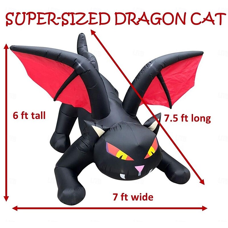 Halloween Inflatable Model Black Dragon Cat Light Hot Air Model Light for Courtyard Lawn Garden Decoration2