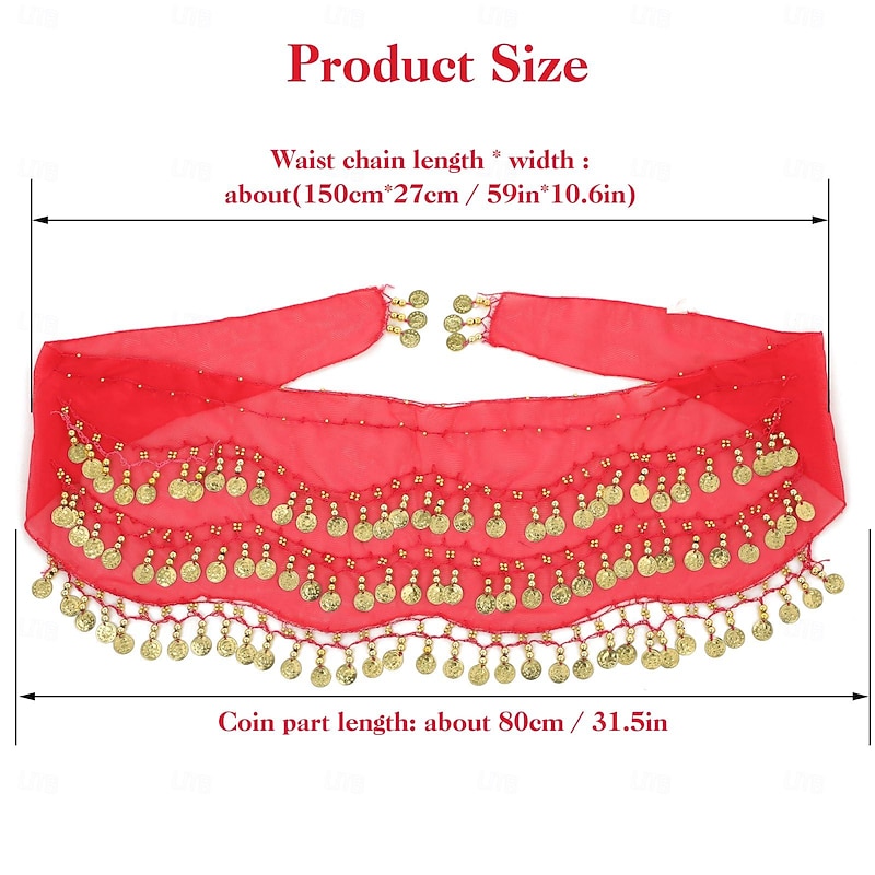 Belly Dance Adult Waist Chain Indian Dance Waist Chain Square Dance Waist Decoration Wave Chiffon Waist Chain3