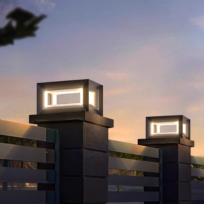 LED Outdoor Wall Light Warm White 30/40cm 1-Light Square Outdoor Post Light Fixture Waterproof Courtyard Pillar Lamps for House Porch Patio Outside Deck Garage Yard Exterior Post Lantern Lamps 110-240V2