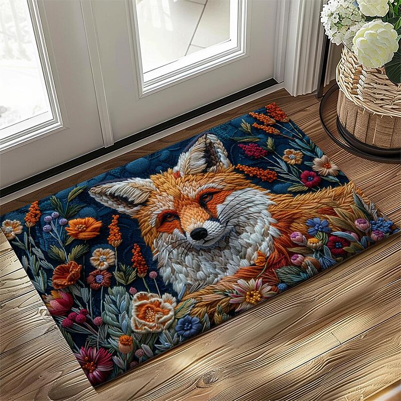 Autumn Quilt Fox Doormat Kitchen Mat Floor Mat Non-Slip Area Rug Oil Proof Rug Indoor Outdoor Mat Bedroom Decor Bathroom Mat Entrance Rug2