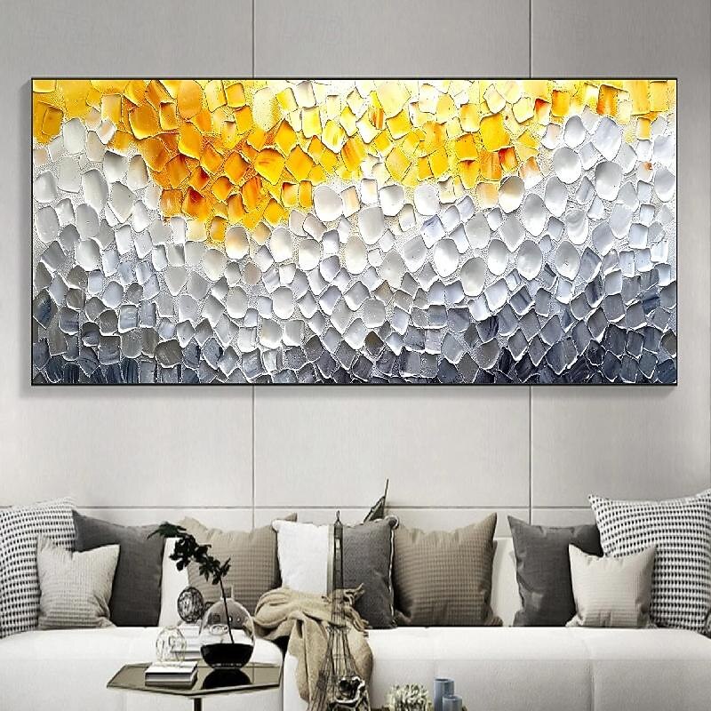 Handmade 3D Colorful Oil Painting on Canvas Large hand painted Abstract Textured Palette Knife Boho oil painting Wall Art Custom Contemporary Minimalist artwork for  Living Room  bedroom home Decor
