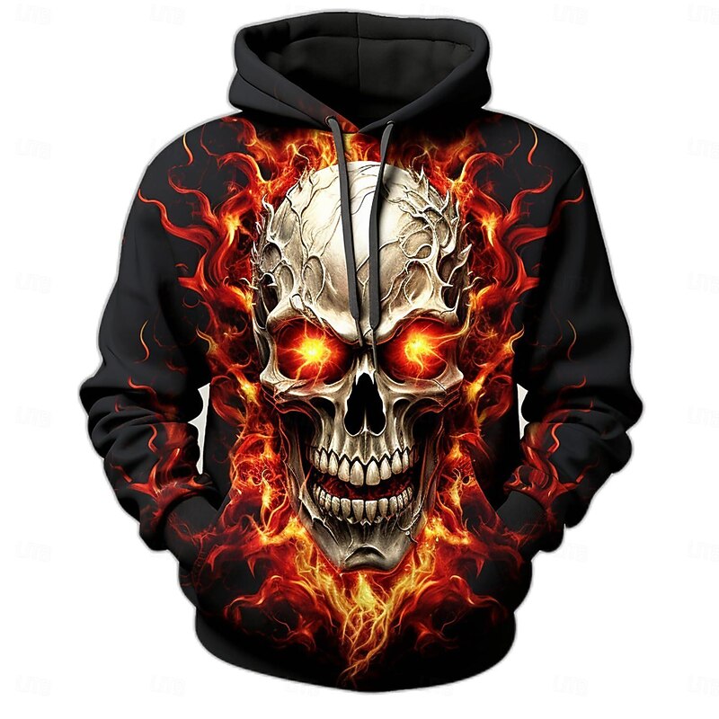 Halloween Skeleton Skull Hoodie Cartoon Manga Anime 3D Front Pocket Graphic For Couple's Men's Women's Adults' Back To School 3D Print Casual Daily