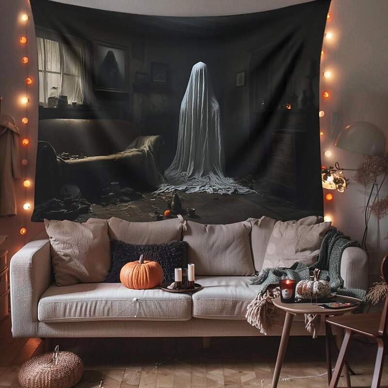 Halloween Decorations Ghost House Hanging Tapestry Wall Art Large Tapestry Mural Decor Photograph Backdrop Blanket Curtain Home Bedroom Living Room3