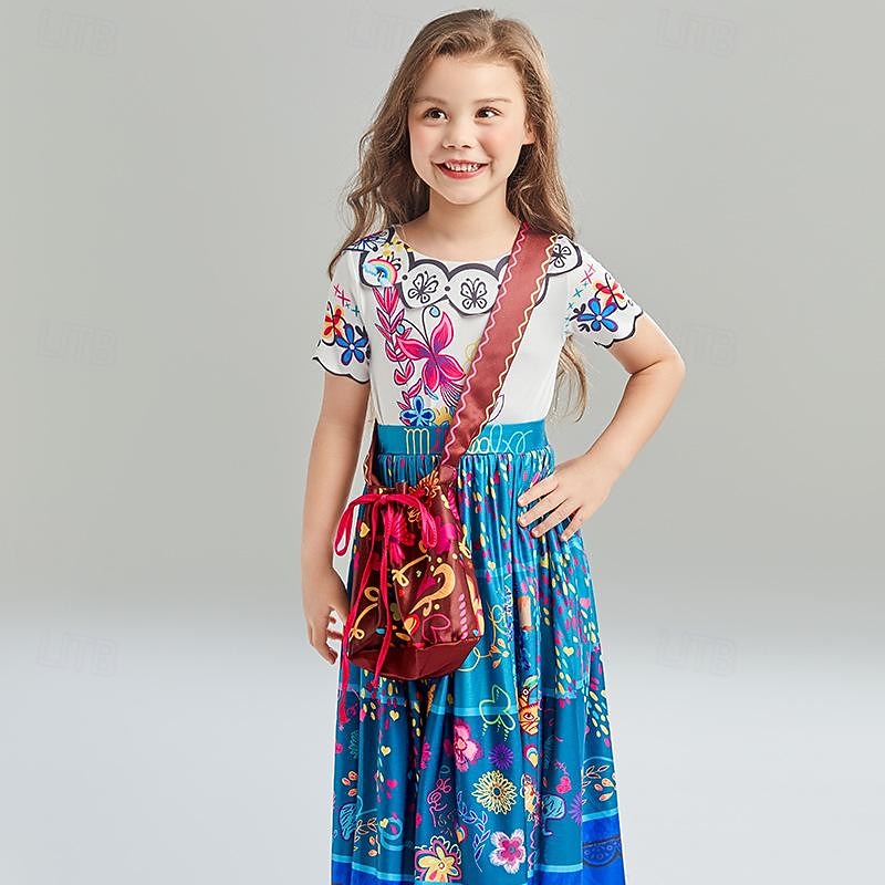 Encanto Fairy Tale Princess Mirabel Madrigal Outfits Theme Party Costume Movie Cosplay for Girls' Kids Carnival Dailywear