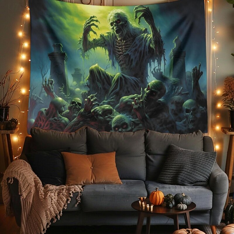 Halloween Decorations Monster Zombies Hanging Tapestry Wall Art Large Tapestry Mural Decor Photograph Backdrop Blanket Curtain Home Bedroom Living Room3