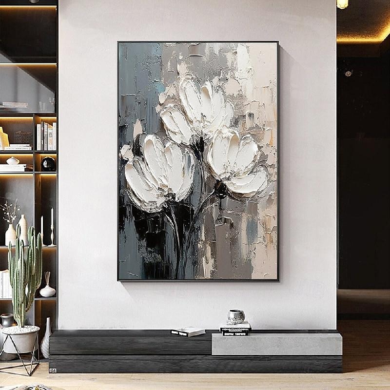 Flower oil painting handmade  palette knife white Paintings on canvas art wall art Pictures for  Home Decor hand painted quadro cuadros abstractos painting4