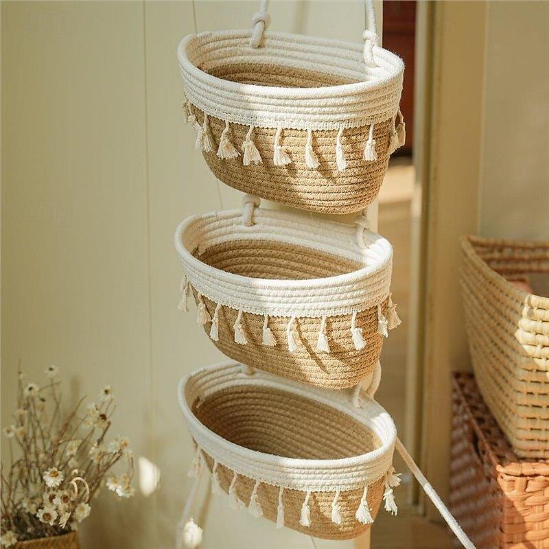Three-layer Hanging Basket Cosmetics Storage Basket Home Wall-mounted Cute Storage Basket