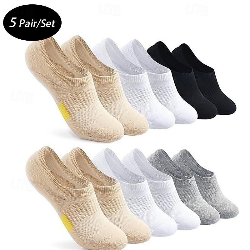 Men's 5 Pairs Multi Packs Socks Running Socks Casual Socks Black White Color Color Block Vacation Sports & Outdoor Daily Basic Medium Spring Fall Fashion Casual