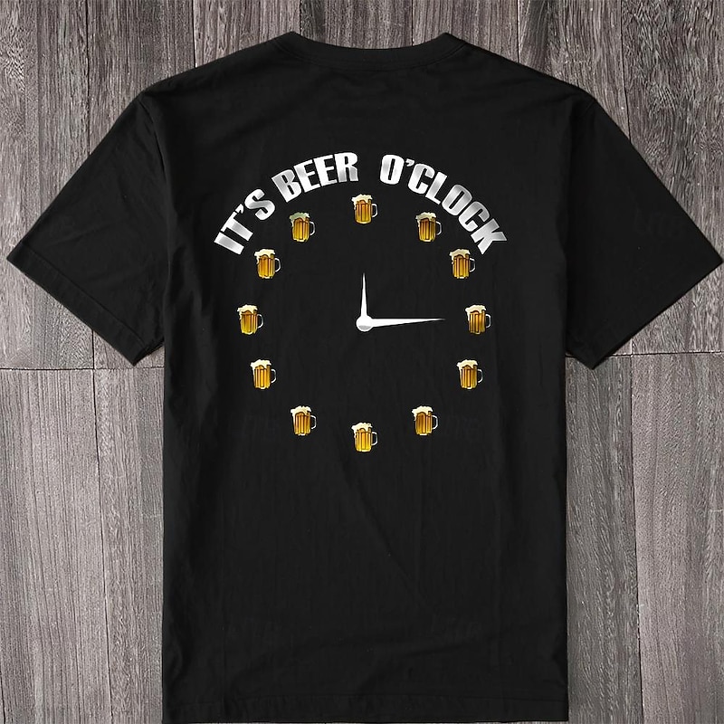 Mens Graphic T-Shirt: 'IT'S BEER O'CLOCK' Funny Beer Lover Design, Short Sleeve, Hobbies & Lifestyle Apparel2